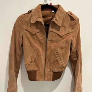 Divided Suede Cropped Bomber Jacket